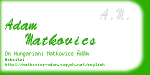 adam matkovics business card