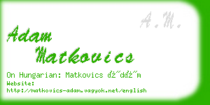 adam matkovics business card